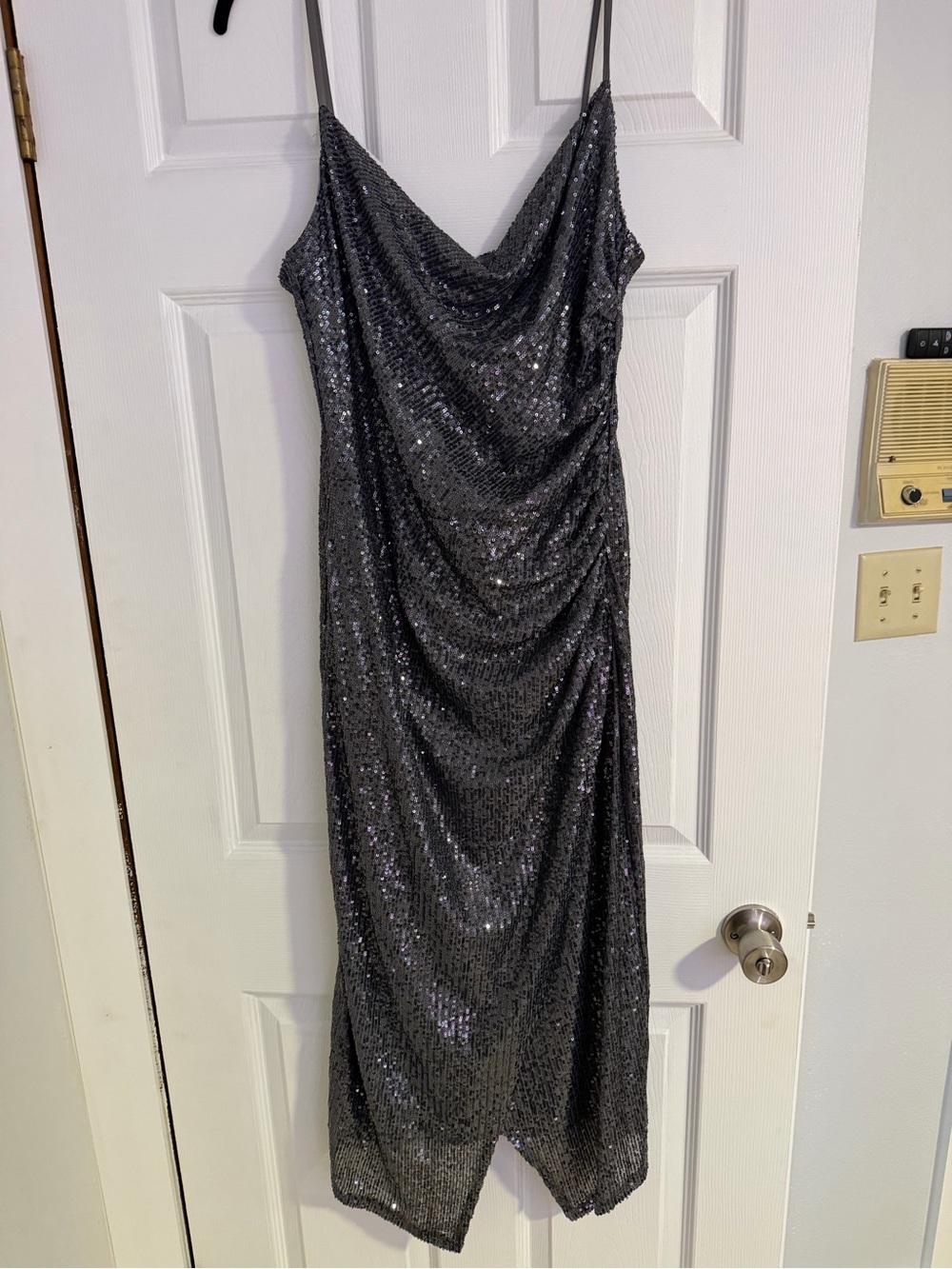 Laundry By Shelli Segal Black Sequin Cowl Midi Dress